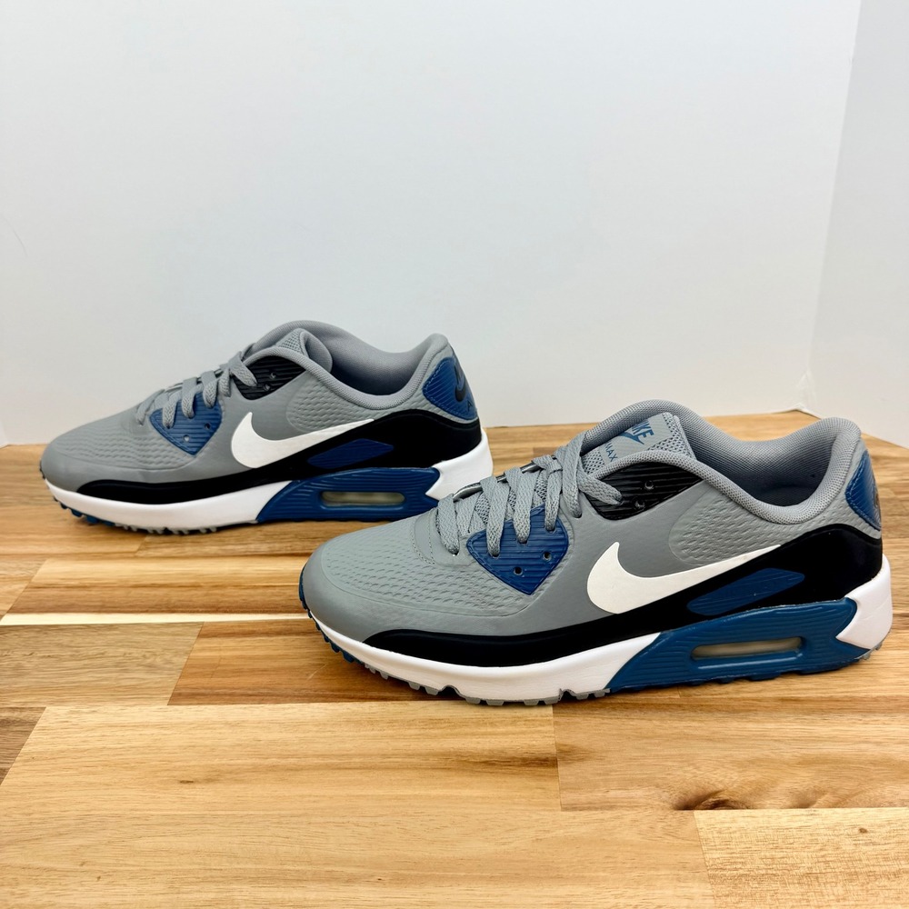 Nike Air Max 90 Golf Shoes Particle Grey Marina Blue Athletic Shoes Mens Size 9 - Picture 4 of 9